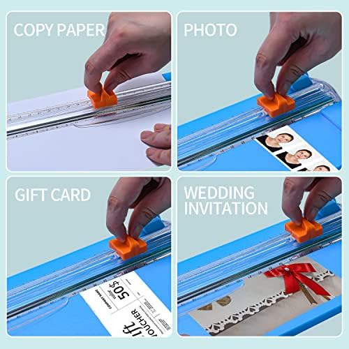 Prijenosni rezač papira za papir trimer s sigurnosnim zaštitom za standardno rezanje papira A2 A3 A4 A5, fotografije ili naljepnice - plave boje