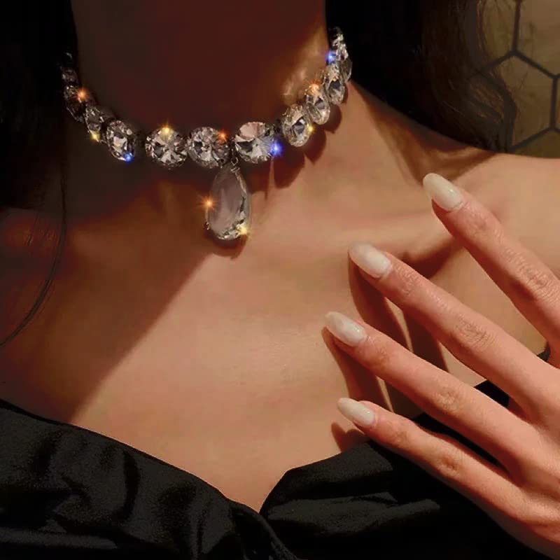 Acedre rhinestone ogrlica veliki Kristalni privjesak ogrlice srebrni dijamant vrat lanac zabava Prom Pageants Moda Chokers nakit za žene i djevojke