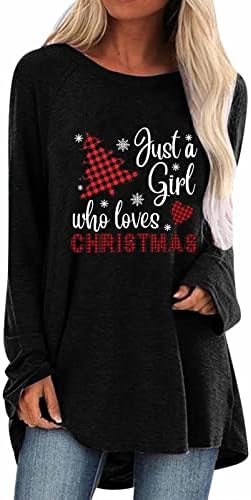 NOKMOPO WOMENS dukseri moći ženski labavi božićni print o-vrat dugih rukava, džemper od vrha dugih rukava