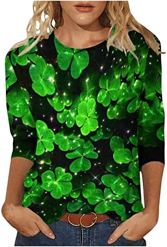 3/4 rukav St. Patrick Dan Shirt za žene srce štampane zelene majice majice Valentinovo Casual opremljen