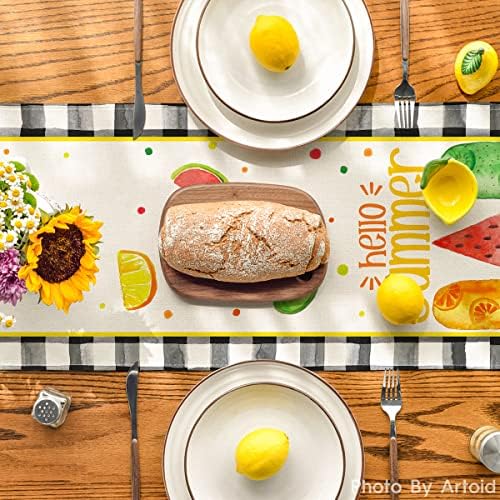 ARTOID mod Buffalo Plaid Sladoled Pozdrav Ljetni stol trkač, sezonska kuhinja Rezervni stol ukras