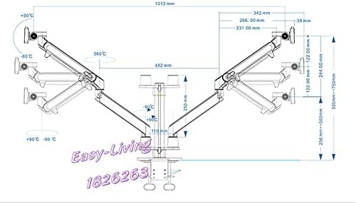 Zhuhw Desktop 17-32 inčni dvostruki montažni nosač za montiranje punog pokreta aluminijumski držač monitora plinska opruga opseg 2-8kg svaki