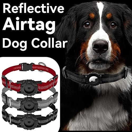 3 Pakovanje airtag ovratnik za pse, reflektirajuća ovratnica za pse sa držačem airtag i ručicom, podesivim