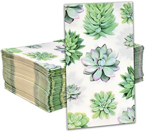 100 kaktus papir ručnici za goste za kupatilo dekorativni ručnik za jednokratnu upotrebu sočno salveta za Decoupage Buffet Holiday Spring Mint zelene biljke ukrasi za zabavu za tuširanje beba večera u kupaonici