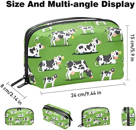 Elektronski Organizator, Cartoon Cow Green mala torba za nošenje putnog kabla, kompaktna torba za elektronsku