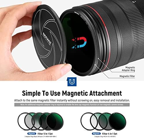 Neewer 52mm magnetska aluminijumska kapa sa 52 mm navojem, kompatibilna sa K & F kompatibilnom sa Kase Neewer 52mm magnetske leće filtre i 52 mm objektiv kamere