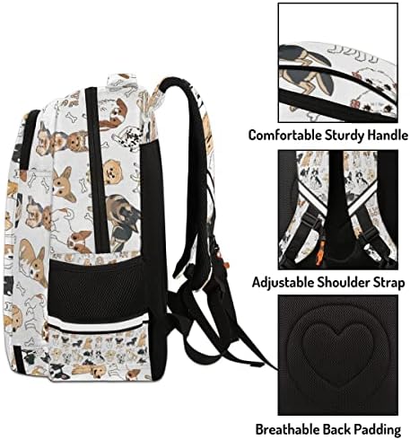 CFERSAN Sve vrste slatkih crtanih psa Višenamjenski ruksak za djevojčice izdržljivi prijenosna računala za laptopi Vodootporni školski putnički ruksak za muškarce i žene