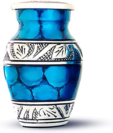Plava urna - mala urna za ljudski pepeo - ručno izrađeni plavi čuva urn s premium kutijom i torbom - počastite