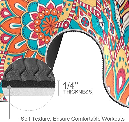 Etnički cvjetni uzorak s mandalama Extra Thick Yoga Mat - Eco Friendly Non-slip Exercise & podloga
