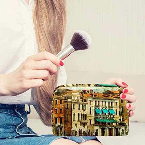 Tbouobt kozmetičke torbe za šminke za žene, male šminkerne torbice za šminku, vintage pejzaž Venecija