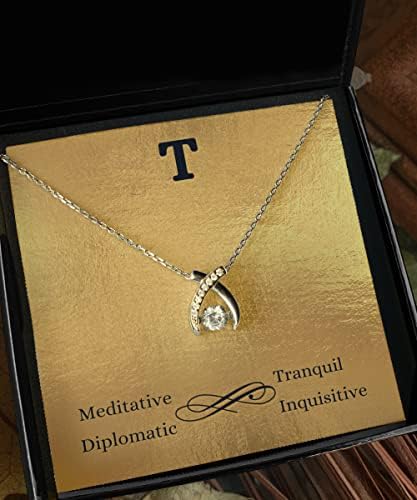 T - Prvo početno značenje Ogrlica sa monogramskom karticom poruke, početno pismo nakita nakita Značenje