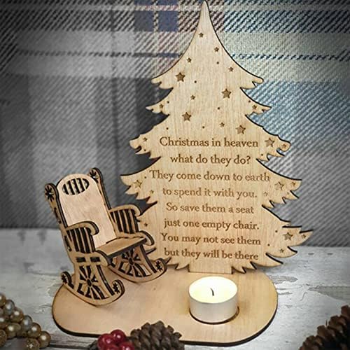 Lincox Božić spomen svijeća Ornament Home svijećnjak dekor DIY drvena stolica za ljuljanje svijećnjak Desktop Ornament Božić DIY Memorijalni poklon