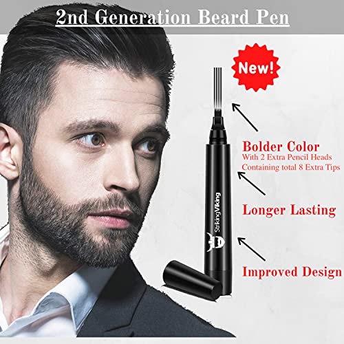 4-Tip Beard Pencil Filler za muškarce-ažurirani komplet olovke za punjenje brade četkom, dugotrajna
