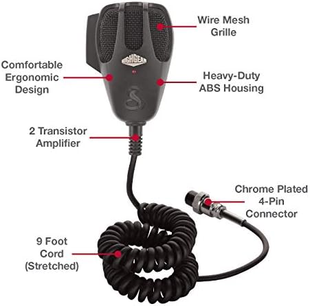 Cobra HG M75 Premium Power Replacement CB mikrofon-4-pinski konektor, 9 stopa HighFlex™ & ključ-Bak MIC-BAK CB Radio uvlačivi Tether, 36 Kevlar kabl, 8 najlonska petlja za pričvršćivanje
