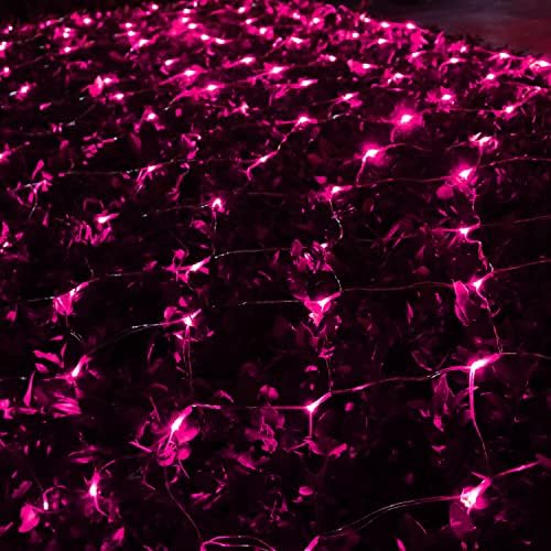 SOLARN Neto svjetla ružičasti dekor za Valentinovo, 204 LED mrežasta svjetla na otvorenom, vodootporna prozirna žica solarna žičana svjetla za vrt, dvorište, grmlje, trup, noći za halkoween, dekor drveta-9,8ft x 6,6ft