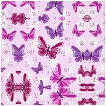 Ewmar Pink Butterfly Square water and Oil Proof dekorativni stolnjak veličine 54 X54 ili 60 X6054X54