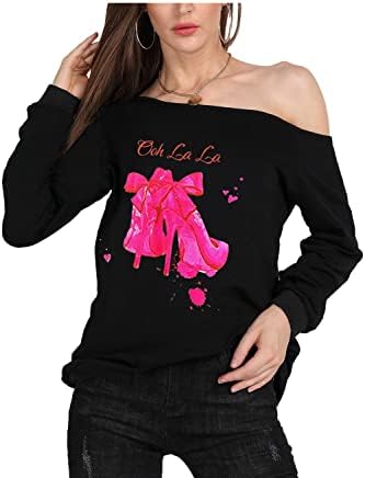 Magicmk Ženska pahuljarska usana Ispis uzročnoj bluzi s ramena s dugih rukava slobodnog utočanog pulover plus