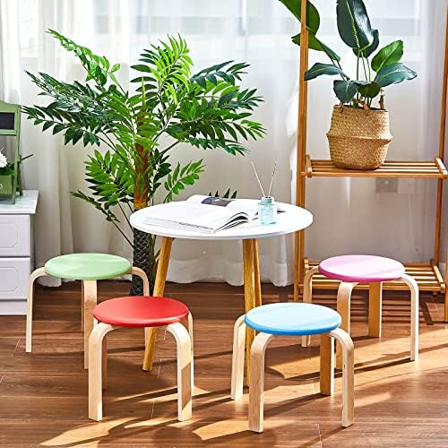 6 kom Set Bentwood stolice za slaganje za djecu okrugle stolice za gniježđenje u boji Drvo Fleksibilno