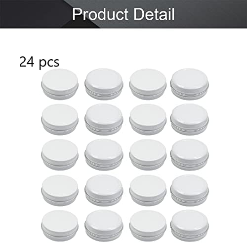 Othmro 24kom 1oz metalni okrugli limenke aluminijumske limenke Jar kontejneri za ponovno punjenje 30ml limenke limenke Tin boce kontejneri sa vijčanim poklopcem za Salve začine balzam za usne čaj bombone bijeli 50×20mm