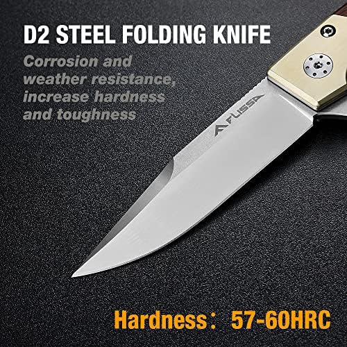 Flissa D2 Čelični džepni nož, sklopivi nož sa kugličnim ležajem, elegantan bakar & drvena ručka, brava