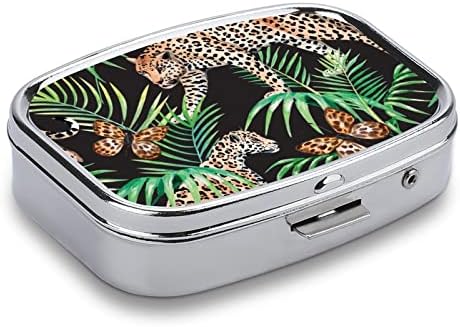 Kvadratna kutija za pilule Leopard leptir kutija za pilule metalna medicinska torbica Organizator za džepnu torbicu i putovanja 2, 2x1, 6in
