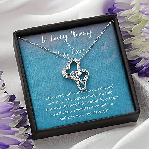 Nakit za karticu, ručno rađena ogrlica - personalizirani poklon dvostruko srce, gubitak nećakinja ogrlica za