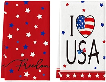 Artoid Mode volim USA Stars Sloboda 4. jula Kuhinjski ručnici ručnici za suđe, 18x26 inčni Patriotski