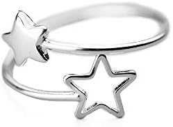 NewZenro dvostruka zvijezda Wrap otvoreni prsten za žene Teen Girls S925 srebra Dainty Podesiva Izjava angažman