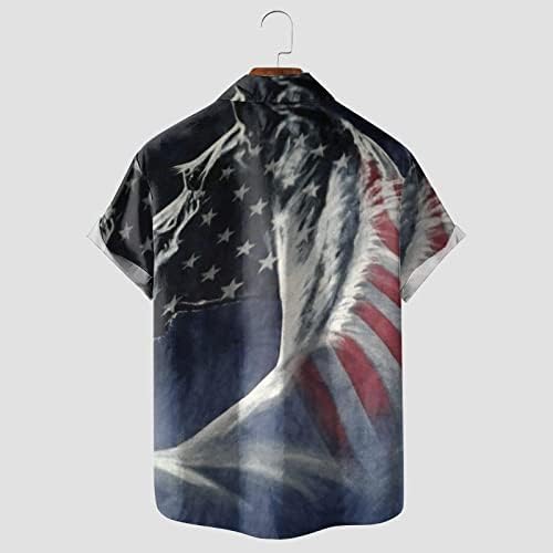 Bmisegm ljetne muške košulje muške Casual američke nezavisnosti Print patchwork Print Shirt obične pamučne majice za