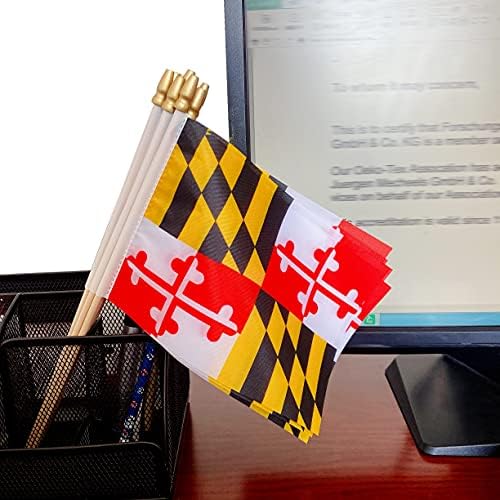 Državne zastave TSMD Marylanda male mini zastave za ručni štap,5x8 inča, 12 pakovanja