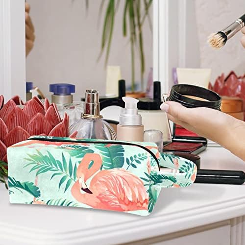 Travelna torba za šminku, kozmetička torba Make up Case za organizator, za žensku torbicu za toaletne potrepštine četkice, tropska banana lišće Flamingo Modern