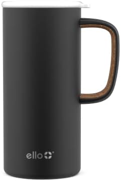 Ello Campy vakuum izolirana putna krigla sa klizačem za propuštanje i udobna ručka za nošenje, savršena za kafu ili čaj, BPA besplatno, mat crna, 18oz
