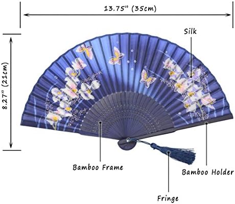 OMYTEA® ručni ventilatori sa sklopivim ventilatorima sa bambusovim okvirom - sa tkaninom za zaštitu za poklone