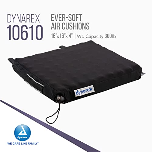 Dynarex uvijek mekani zračni jastuk, jastuk za invalidska kolica za sprječavanje & amp; ublažavanje bolnih rana pod pritiskom i povećanje udobnosti sjedenja, kapacitet težine 300 lb, crn, 16 x 16 x 4, 6 jastuka