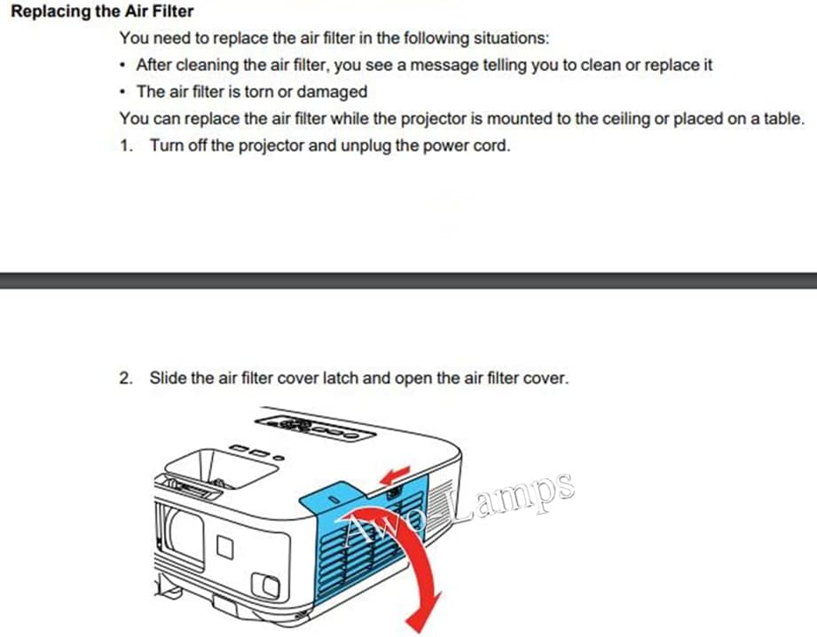 AWO zamjenski projektor filter zraka za Epson Elpaf41 / V13H134A41 EB-1930, EB-1935, EB-1940W, EB-1945W,