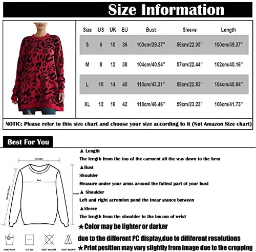 NOKMOPO ženski džemperi Ženski modni temperament dugih rukava okrugli vrat Leopard pleteni džemper lagani