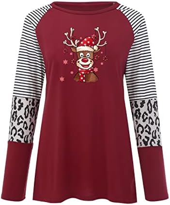 Radne majice za ženske posade izrez jelena majica u obliku moderne atletske duge božićne džempere