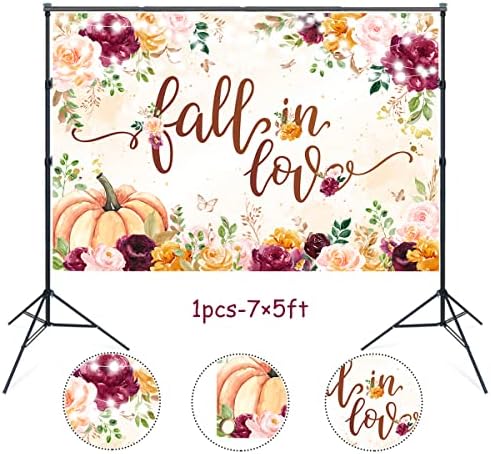 Jesen Svadbeni ukrasi za tuširanje - zaljubite se pozadina Pink cvjetna jesenska fotografija za tuširanje pozadina pogodna za dekoracije za godišnjicu parova-5×3ft