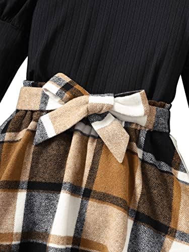 SweatyRocks djevojačka odjeća od 2 komada Mock vrat Dugi rukav gornji dio i karirani print suknja sa pojasom