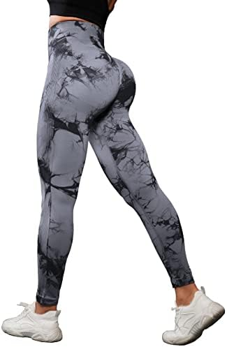 OVESPORT 3 Paket Tie Dye bešavne tajice za trening visokog struka za žene Scrunch butt Lifting Yoga Gym atletske pantalone