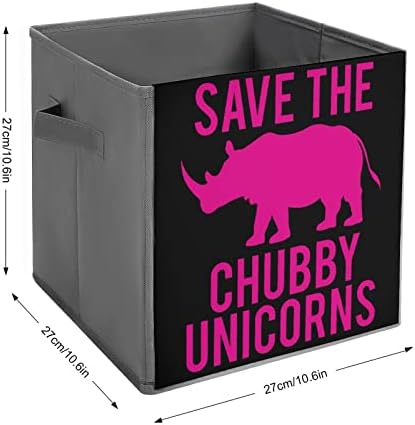 Spremite Chubby Unicorns Sklopiva kockice za skladištenje tkanine 11-inčni sklopivi kante za pohranu sa ručkama