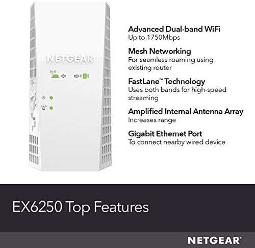 Netgear WiFi Mesh Proširivač dometa EX6250-pokrivenost do 2000 kvadratnih metara.ft. i 32 uređaja sa