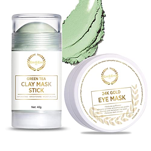 SafeGuard360 maska za zeleni čaj sa 24k zlatnom maskom za oči, hidratantna krema za lice od gline za dubinsko čišćenje i detoksikaciju, dubinsko uklanjanje nečistoća, obnavljanje kože, posvjetljivanje sprječava akne, svi tipovi kože muškarci žene