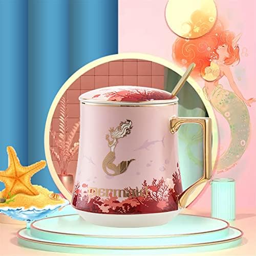 Teacups Originalni porculan čajevi čaja 400ml Dolphin Whale sirena Shell keramička šalica kafe sa poklopcem i kašikom prekrasnih personaliziranih pokloplja šalica