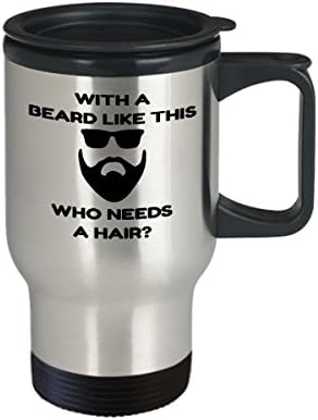 Smiješna brada momak za kafu putnicu, sa bradom poput ove kome treba kosa