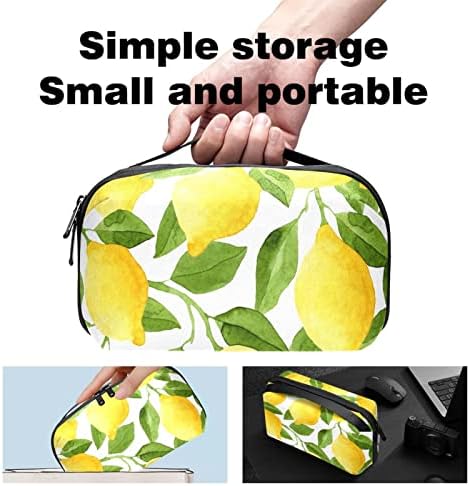 Elektronski Organizator, akvarel limunsko žuto voće mala torba za nošenje putnog kabla, kompaktna torba za tehničku torbicu za elektronsku dodatnu opremu, kablove, punjač, USB, čvrste diskove