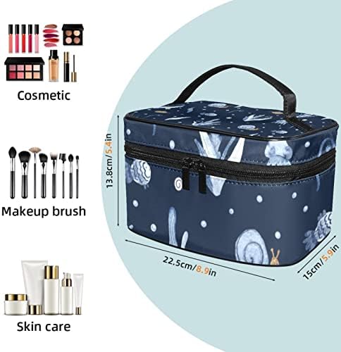 Yoyoamoy Torba za šminku, Ocean uzorak Veliki kozmetički materijal Make up Organizator sa odjelom četkice, vodootporna kozmetička torba za djevojke žene