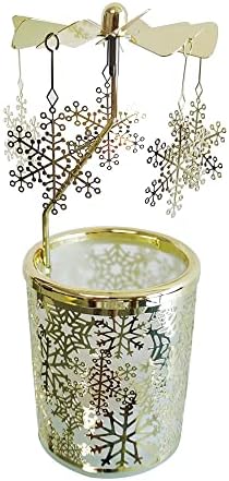 kingnero Carousel Candle Božić Snowflake Rotary svijećnjak predenje svijećnjak Metal mali pokloni čaj svjetlo rotirajući svijećnjak svijećnjak