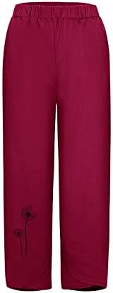 Miashui duge hlače za žene Ženske čvrste casual hlače tiskane pantalone Elastične ležerne dvije komade