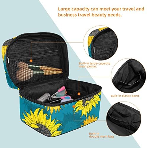 Mala vrećica za šminku, patentno torbica Travela kozmetički organizator za žene i djevojke, cvjetni vintage suncokret